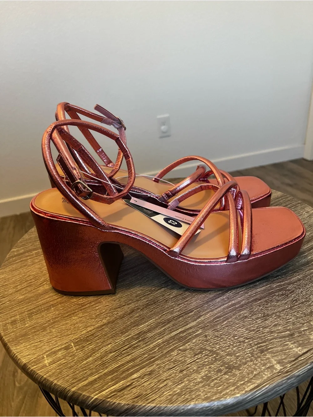 NWT Y2K Wild Fable Pink Metallic Platform Chunky Block High Heel- Size 13